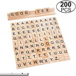 TMO 200 Scrabble Tiles Wooden Scrabble Block Set Scrabble Letters Wood Scrabble Tiles Alphabet Toy Tile Games 1 Tiles Rack Crafts Pendants  B078KKHYB1